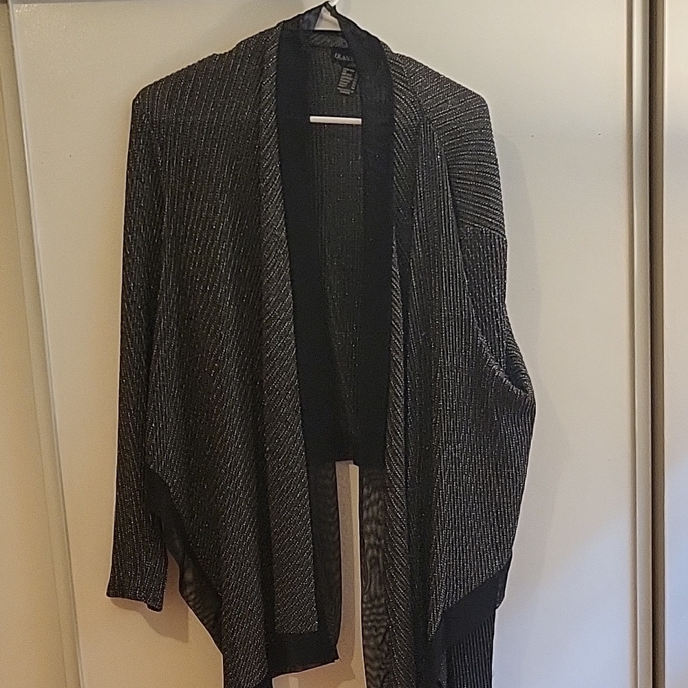 Frank Lyman Design Black and Silver Cardigan Sweater